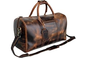 Jaald 50 cm, in vera pelle di bufalo, borsa da viaggio, borsa da viaggio, borsa sportiva, borsa per il weekend, bagaglio a mano, borsa per il weekend, bagaglio a mano, borsa impermeabile, marrone, L