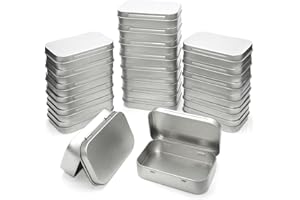 LJY 22 Pack Rectangular Metal Empty Hinged Tins Containers Basic Necessities Home Storage Organizer Mini Box Set (95 x 60 x 22 mm)