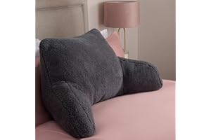 OHS Teddy Reading Pillow with Arms Charcoal Grey, Cuddle Cushion for Adults Soft Cosy Supportive Teddy Pillow with Arms Snuggle Hug Pillows Relaxing at Home