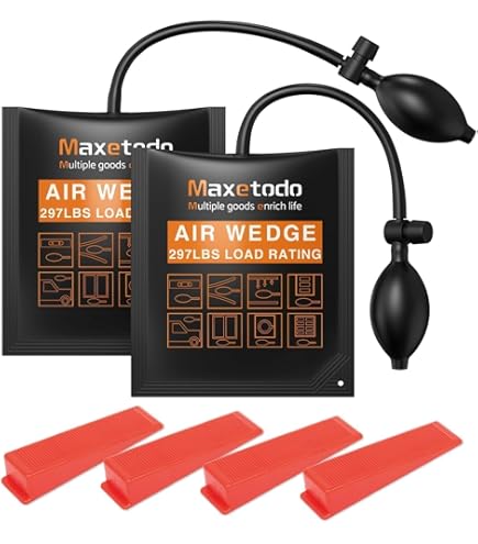 Maxetodo Montagekussen, 2 stuks, luchtkussenset, hefkussen, luchtkussenhefboom, spreiskussen, pneumatisch spanner, belasting tot 200 kg, voor deur, kast, raammontage, auto-reparatie, caravan met 4 Maxetodo Montagekussen, 2 stuks, luchtkussenset, hefkussen, luchtkussenhefboom, spreiskussen, pneumatisch spanner, belasting tot 200 kg, voor deur, kast, raammontage, auto-reparatie, caravan met 4