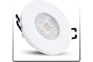 linovum ISAWO Spot de plafond encastrable LED IP65 extra plat 30 mm – Module LED 5 W blanc neutre 230 V – Plafonnier rond blanc