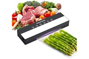 DSTELIN Vakuumiergerät, Vakuumierer 5 in 1 für Sous Vide Kochen und Lebensmittel Bleiben bis zu 7x Länger Frisch, 30 Vakuumbeutel Inklusive-Schwarz