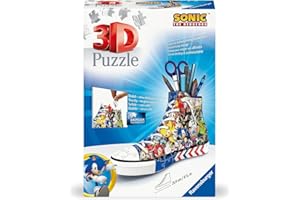 Ravensburger - Puzzle 3D: Portalapices Zapatilla Sonic, 108 Piezas, Maquetas para Montar, Puzzle 3D Niños, Regalo Niños 8 Años o Más