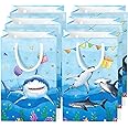 WERNNSAI Shark Party Gift Bags - 16Pcs Ocean Shark Party Favors Bags for Kids Boys Under the Sea Shark Goodie Bags for Baby Shower Shark Birthday Party Supplies