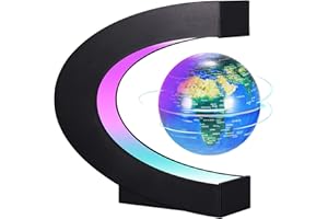 PZJFH Globo Galleggiante Magnetico Globo con Mappa del Mondo a Forma di C Illuminato da 3,5 Pollici con Luci Colorate a LED per la Decorazione Della Scrivania,Giocattoli per Bambini,Regalo di Compleanno 1
