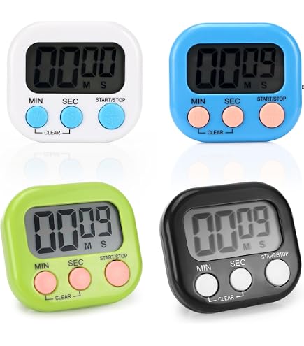 8 Pezzi Timer Cucina Magnetico Digitale - Conto Alla Rovescia Con Supporto E Display LCD Per Uova, Palestra, Studio - 5