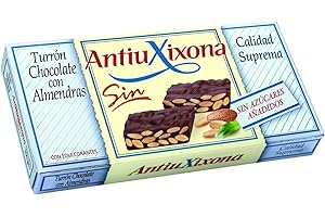 Antiu Xixona Sin - Turrón Chocolate Con Almendras G Sin Azúcares Añadidos, 150 Gramo