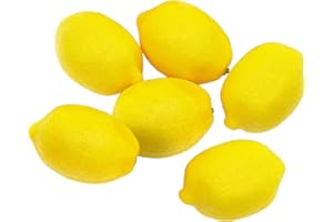 ‎GMMH GMMH Künstliche Gelbe Zitrone, 6 Stück (25-40 g) Lebensechtes Plastikobst, 10 x 7 cm Zitronen Plastikfrucht, Kunstobst, Frucht, Dekoration, Schaufenster, Haushalt, Küche, Hotel, Limone, Lemon 6 Pack