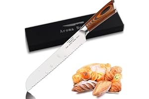 Aroma House Couteau à pain 8 pouces, trancheuse à pain professionnelle,couteau à pain,dentelé scie à pain couteau de cuisine couteau à pain avec bord dentelé pour la cuisine et le restaurant