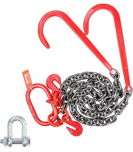 Chaîne Acier 4000 DaN Chaîne Forestière 8mm - 4000 DaN - Longueur 2m - Qualité 8 - Crochet Fourche - Noir équipement Forestier Chaîne
