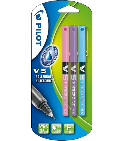 Bolígrafos Pilot Hi-Tecpoint V5 - Lote De 10 Unidades, Tinta Morada, Punta 0.3 Mm
