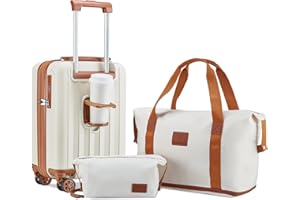 Joyway Set de Valises 3 Pièces, Ensemble de Valise Voyage, Bagages Ultra-Légères de Main 18'', Roues Pivotantes à 360° avec Serrure TSA Comprenant 1 Sac Imperméable et 1 Trousse de Toilette