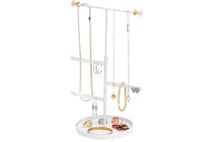 Sasha Morel T-Shaped Jewellery Stand with Base | Necklace Stand Jewellery Organiser - Bracelet Holder, Earring Storage Organiser, Dressing Table Organiser | Room Decor & Christmas Gifts for Girls