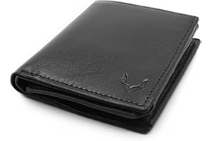 PELLE TORO Handmade Portrait Men's Wallet, Compact RFID Blocking Napa Leather Wallet with 2 Note Compartments, Coin Pocket, 13 Slots and ID Window, in Wooden Mens Gift Box