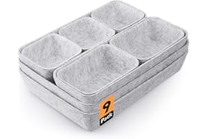 Voniobuy Schubladen Organizer, 9 Stücke Filz Schubladenbox Ordnungssystem, Aufbewahrungsboxen Set in 4 Größen für Home/Büro (Hellgrau)