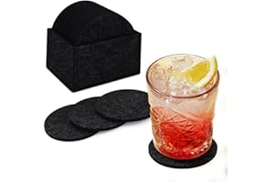 BALLPHL 14-filzuntersetzer rund Filzuntersetzer in Schwarz - rutschfest und hitzebeständig, untersetzer Gläser, Getränke, Bars, Cafés, Tischdekoration, waschbar, einzigartiges Geschenk