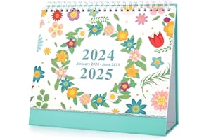 ZFISH Desk Calendar, Desk Calendar UK from January 2024 to June 2025, Standing Flip Calendar with Thick Paper, Running Monthly memo pages, Perfect for Daily Organization & Scheduling