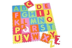 BAKAJI PUZZLE TAPPETO PAVIMENTO IN GOMMA 26 PEZZI ALFABETICO 32X32 CM ATTIVITA' BAMBINI