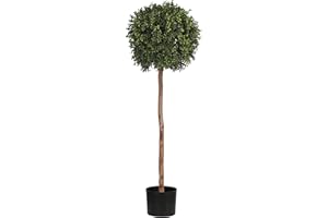 Blooming Artificial Outdoor Plant, UV and Water Resistant, Faux Decorative Tree with Pot, Easy Care, Perfect for Gardens and Patios (Boxwood Tree) (Green) (120cm)