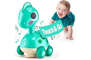 CubicFun Zabawka muzyczna dla niemowląt, dinozaur dla dzieci w wieku 6-12-18 miesięcy, pełzająca i śpiewająca muzyczna zabawka dla małych dzieci dla dzieci w wieku 6-12 miesięcy, dla chłopców i