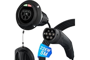 EVPEIWE Tipo 2 Cavo di Prolunga Ricarica Auto Elettrica | 22KW | 32A | Trifase | 5M | Cavo di Prolunga Ricarica Tipo 2 Femmina a Tipo 2 Maschio per BEVS & PHEV, IP54 con Borsa per Trasporto