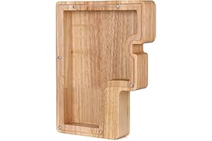 ANTTYSCAR Buchstabe Spardose Buchstabe Holz Groß, A-Z Buchstaben Spardose Hölzerne Sparbüchsen Alphabet Münze Bank Münze Geld Bank für Erwachsene Kinde（F）