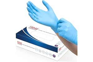FDD4U Disposable Nitrile Gloves, Powder Free, Blue, Size M (100 Pieces)