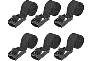 Kshineni 6 pezzi Cinghia di Fissaggio Cinghie per Valigie 1m x 2,5cm con Chiusura a Morsetto, Cinghie di Fissaggio Corte per Camion, Carico, Moto, Rimorchi, Bagagli (Nero)