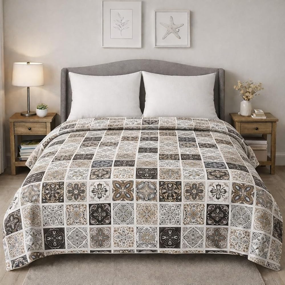 King size Desenli Pike Yatak Örtüsü Çift Kişilik 240x260 cm