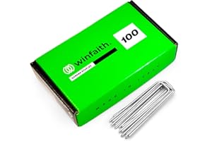 Winfaith Piquets de Fixation Paillage Pièces 100 Made in Italy en Acier en 10204 3.1 Galvanisé à Chaud – Inoxydable Jardin Gazon Artificiel Accroche - Mesures mm H100 x L23(Outs)/17(ins) x D3