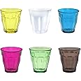 Duralex® France Picardie Mixed Color Glass, 250ml Set of 4 Tumblers | Durable, 3X Stronger, Dishwasher-Safe, Microwave-Safe | Yellow, Blue, Green, Frost, Grey, Violet