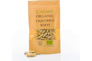 VEGISHAKE Organic Liquorice Root HPMC Capsule 740mg Glycyrrhizin Supplements Anti-Inflammatory Digestion Colon Cleanse Vegan Halal Kosher (90 Capsules)