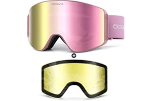 ‎ODOLAND Odoland Skibrille für Damen und Herren Jungen Ski Goggles Anti-Fog UV-Schutz mit Magnetische Wechselglas Snowboardbrille Helmkompatible zum Snowboard Skifahren