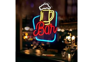 FITNATE Neon Bar Sign, LED Neon Light Sign USB Powered Decorative Bar Open Wall Sign for Home Bar Store Party Decor, Brightness Adjustable