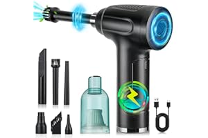 LIEBERWELL Souffleur de Poussière Électrique 3 en 1, 50000 RPM Portable sans Fil Aspirateur, Batterie 6000mAh Rechargeable Dépoussiérant Air Comprimé avec Brosse de Nettoyage pour PC/Clavier/Voiture/Canapé