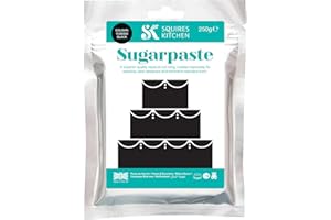 Squires Kitchen Tuxedo Black Ready To Roll Sugarpaste Icing for Decorating Cakes, Cupcakes and Cookies, Premium Quality Rolled Fondant - 250g