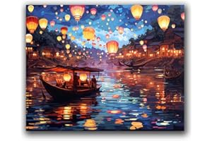 HOMORRO Malen Nach Zahlen Erwachsene Bastelset DIY Set Dekoration 50×40cm Paint by Numbers Basteln Lanternensee Kreatives Ölgemälde Teenager Geschenke Für Frauen Geburtstagsgeschenk Geschenkideen Geschenk