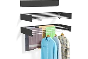 JUPPLIES Wandwäschetrockner Ausziehbar 80 cm – Faltbarer Wäscheständer für Innen & Außen – Platzsparender Wandtrockner aus Aluminium mit 30 kg Tragkraft (Schwarz)