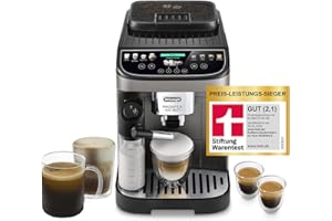 ‎DE'LONGHI De’Longhi Magnifica Evo Next - Perfetto Kaffeevollautomat mit LatteCrema-Milchaufschäumer, 13 One-Touch-Getränke, Coffee- und Cappuccino Kaffeemaschine, farbiges Touch-Display, Titan (ECAM312.80.TB)