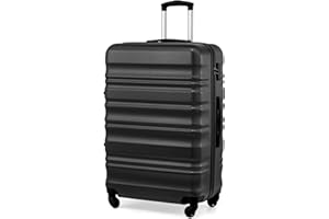 COOLIFE Hard Shell Suitcase Trolley Suitcase Travel Suitcase with TSA Lock and 4 Wheels, black, rolling suitcase