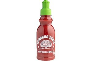 Go-Tan, Salsa Sriracha, Condimento de Chile Picante, 54 por ciento Chile Rojo, Sabor Picante, 215 ml