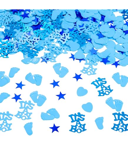 Coriandoli Per Baby Shower – 30g (15g Rosa + 15g Blu) – Forma Bottiglie, Stelle, Lettere – Per Rivelazione Genere - 4