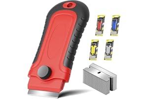 Artcut 1 Stück Ceranfeldschaber, Glasschaber Werkzeug mit 15 Ersatzmetallklingen, Reinigungsschaber Ceranfeldreiniger, Schaber Ceranfeld für Fenster, Kochfeld, Ofen, Herd, Küchenschaber (Rot)