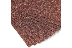 PANLOM Pack 10 A4 Glitter EVA Foam Sheets 2mm Creative Craft Sponge Paper Assorted Colours DIY Crafts Scrapbooking (Brown, Gillter)