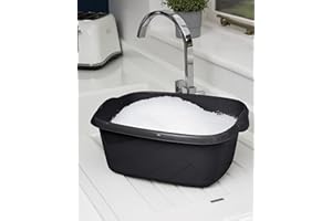 TENLITE Rectangular Washing Up Bowl Wash Up Dish Washing Washtub, Approx 12 Litre, 39 x 32 x 16 cm (Midnight Black)