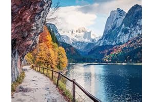 Paint by Numbers Kits Mountain Landscape Lake, ABEUTY DIY Number Painting Canvas Wall Art 40x50cm (No Frame, Lake)