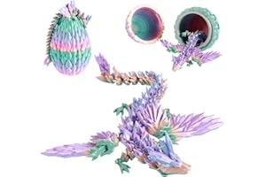 FORIBYW 3D Printed Dragon Egg with Dragon (22.5cm) Inside, Mystery Articulated Crystal Animals Fidget Toys & Decor, 3D Print Surprise Animals Toy for Kids, Teens,Collectors (rainbow colors)