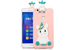 HopMore Funda para Huawei P8 Lite 2017 Silicona Dibujos Panda Unicornio Divertidas TPU Gel Kawaii Ultrafina Slim Case Antigolpes Caso Protección Flexible Cover Design Gracioso - Rosa Unicornio