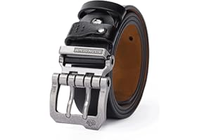 BISON DENIM Herren Gürtel Ledergürtel Jeansgürtel Business Gürtel Alloy Retro Denim Gürtel für Herren Kleidung 38mm Breit mit Geschenkbox