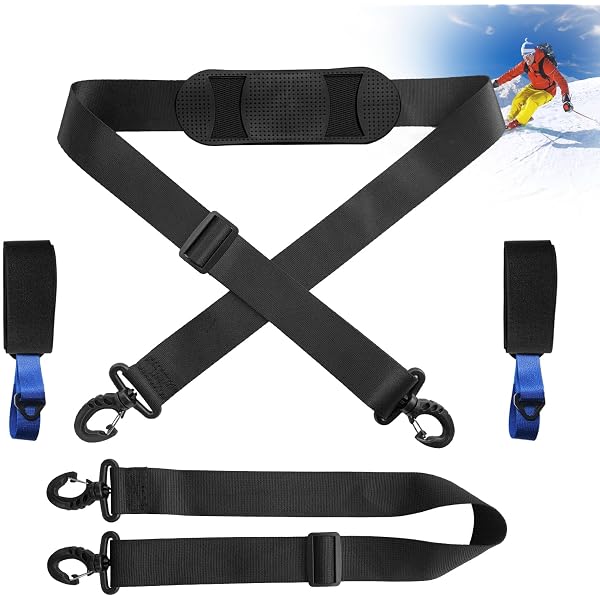 Porte-ski Réglable 75-120 Cm – Sangle Transport Avec Bandoulière Rembourrée Pour Skis Et Bâtons